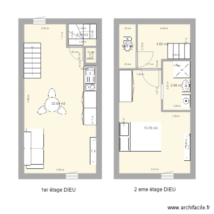 DIEU version 2 unités 1er éage. Plan de 0 pièce et 0 m2
