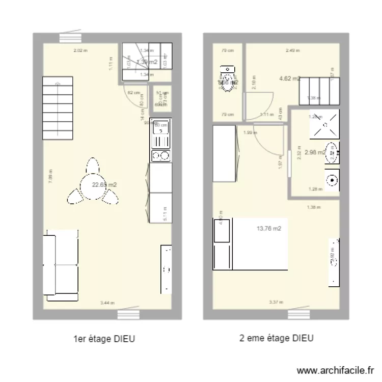 DIEU version 2 unit&eacute;s 1er &eacute;age. Plan de 
