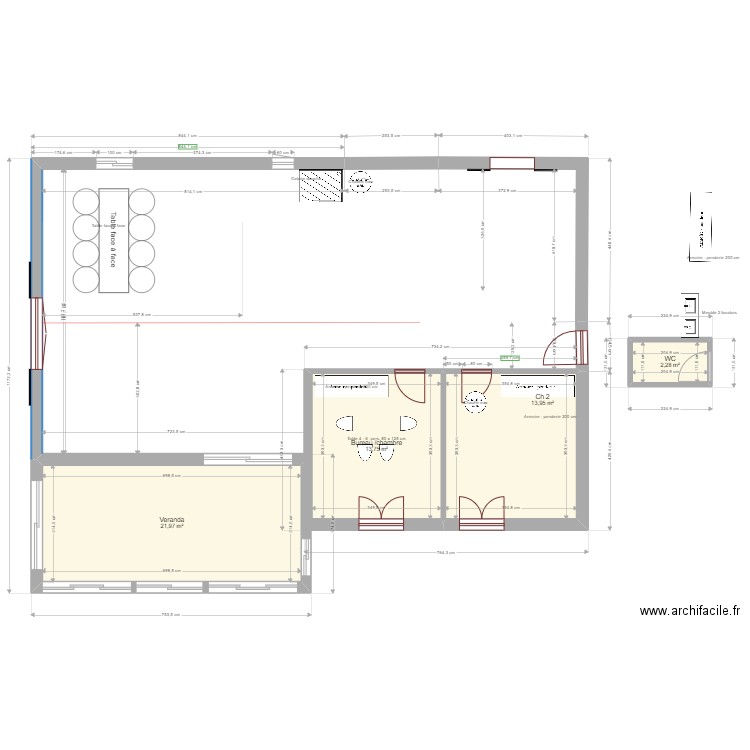 Montmaur2. Plan de 4 pièces et 52 m2