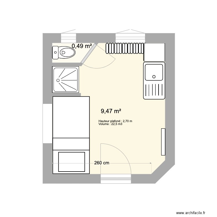 Petit studio commun 7 Foch avec décence. Plan de 0 pièce et 0 m2