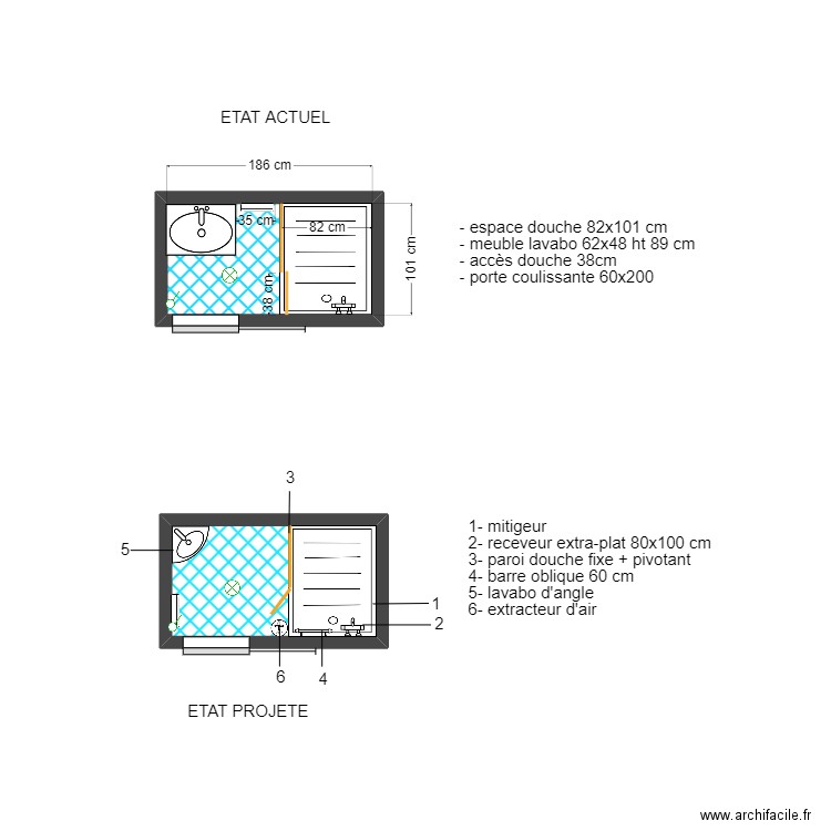 APA LAKRIOUI. Plan de 2 pièces et 4 m2