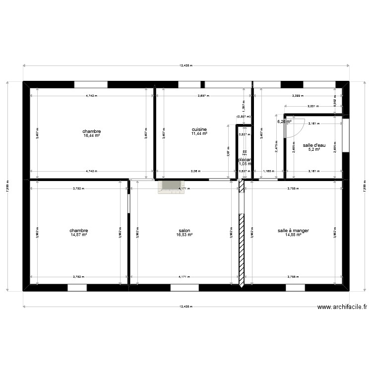 plan definitif simplifié Morcenx. Plan de 8 pièces et 87 m2