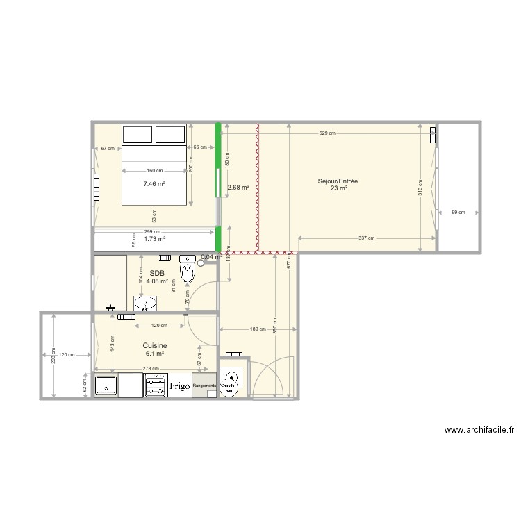 LISA MARSEILLE 9m2 MODIF  NOUVELLES COTES. Plan de 0 pièce et 0 m2