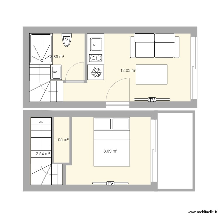 sofia. Plan de 5 pièces et 28 m2