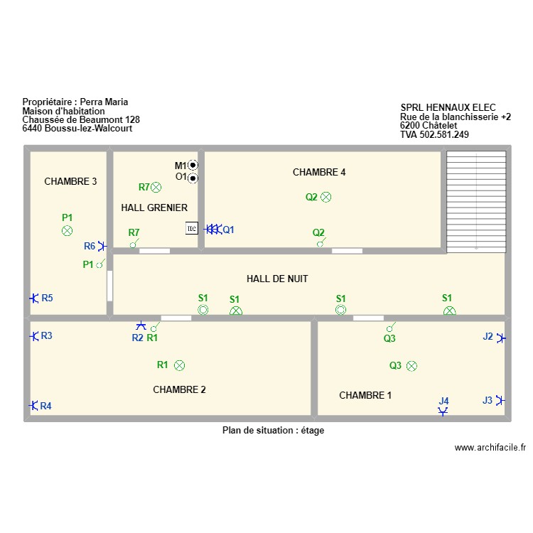 perra etage. Plan de 6 pièces et 243 m2