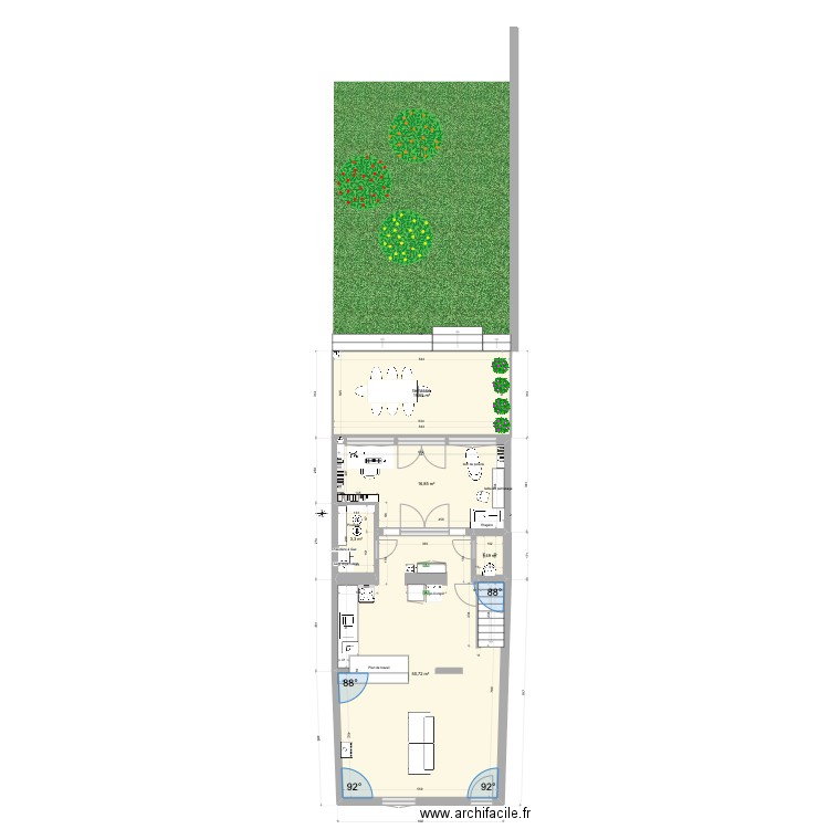 RC MAISON projet extension. Plan de 5 pièces et 92 m2