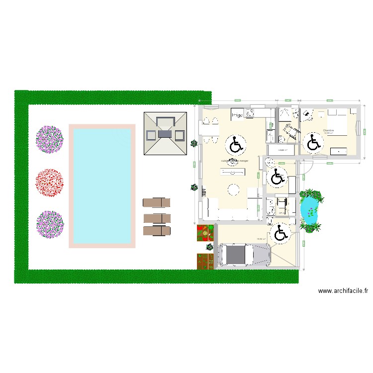 Sdb situation 2. Plan de 6 pièces et 78 m2