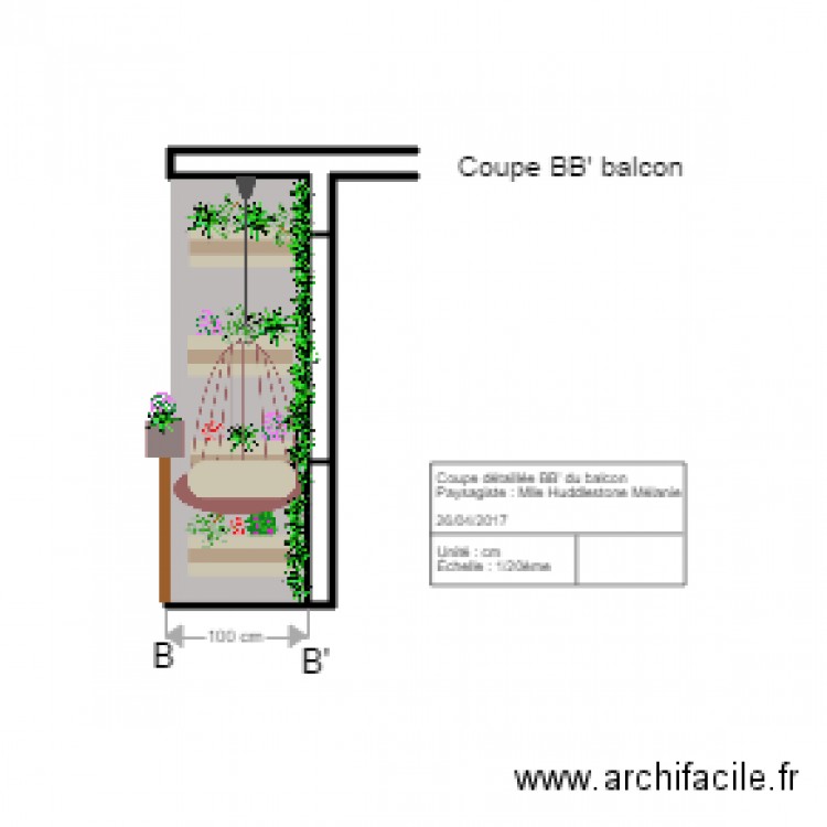 coupe bb balcon . Plan de 0 pièce et 0 m2