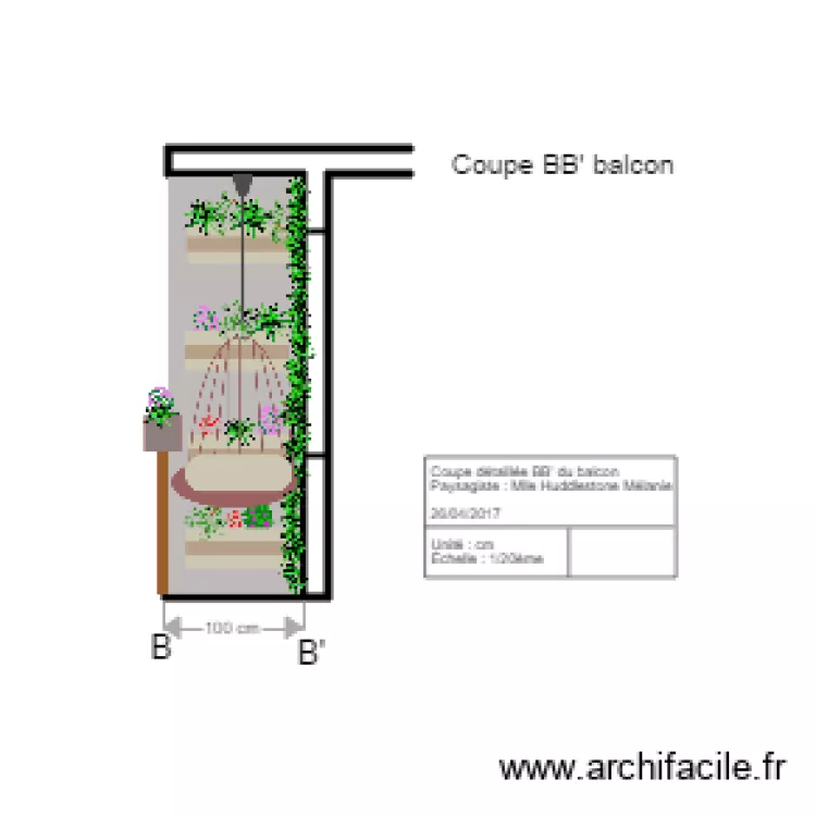 coupe bb balcon . Plan de 