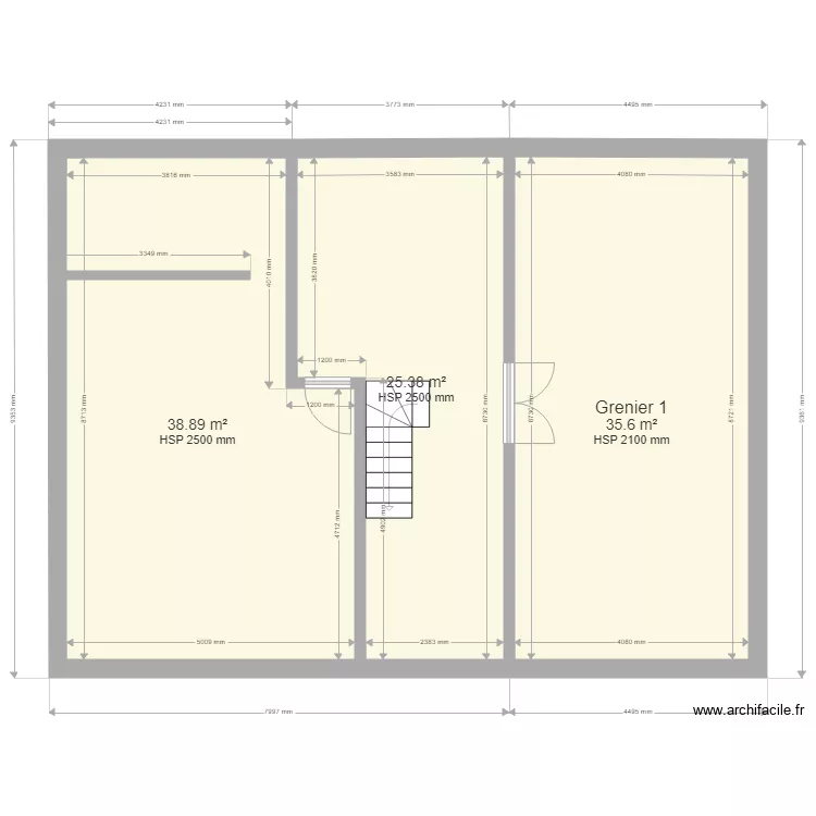 Plan du niveau 1 &eacute;tage. Plan de 