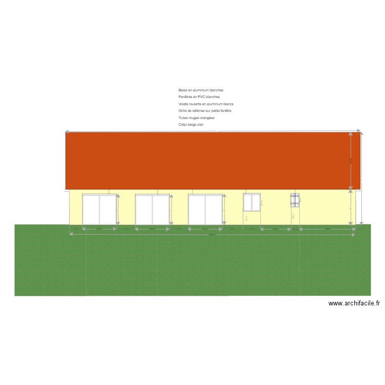 plan facade. Plan de 0 pièce et 0 m2