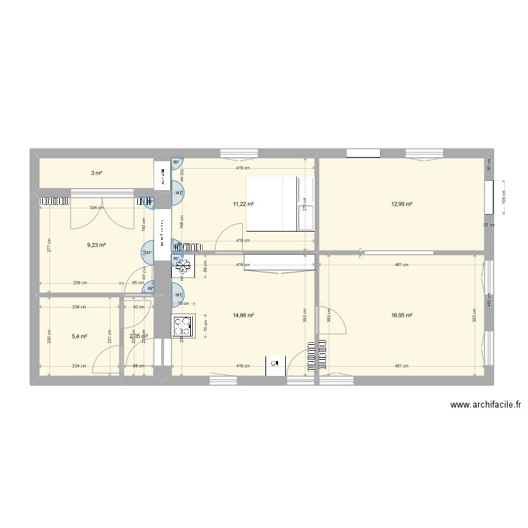 Maison 2. Plan de 8 pièces et 76 m2