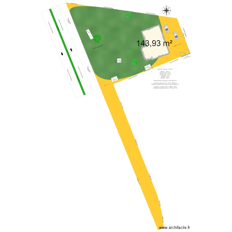 Pleine Terre avantTravaux. Plan de 1 pièce et 144 m2