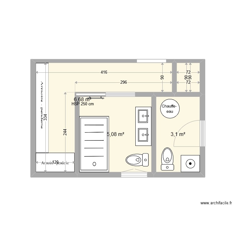 ver1. Plan de 4 pièces et 16 m2