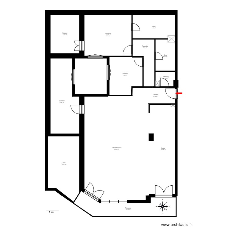 ed. piramide -4 1. ordino. Plan de 14 pièces et 151 m2