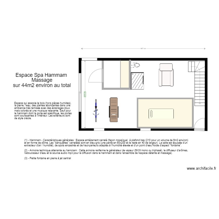 Projet espace hammam sauna. Plan de 0 pièce et 0 m2