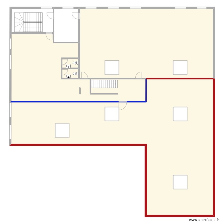 Manège 1er étage - 3D - location 2 sans cottes. Plan de 7 pièces et 496 m2
