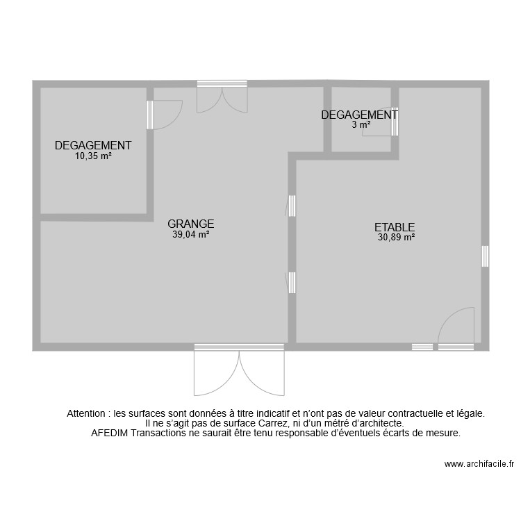 BI 8381 GRANGE. Plan de 4 pièces et 83 m2