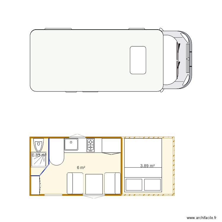 camping car. Plan de 0 pièce et 0 m2