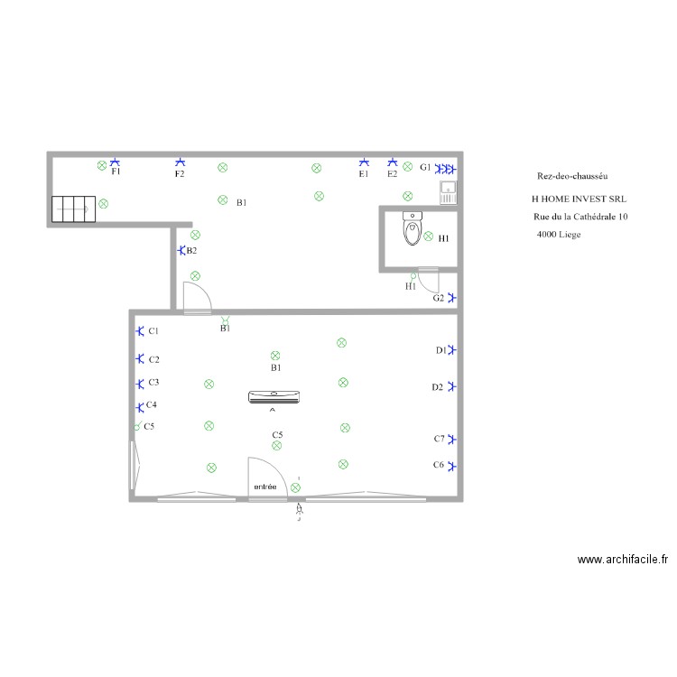 cahtedral 10. Plan de 3 pièces et 45 m2