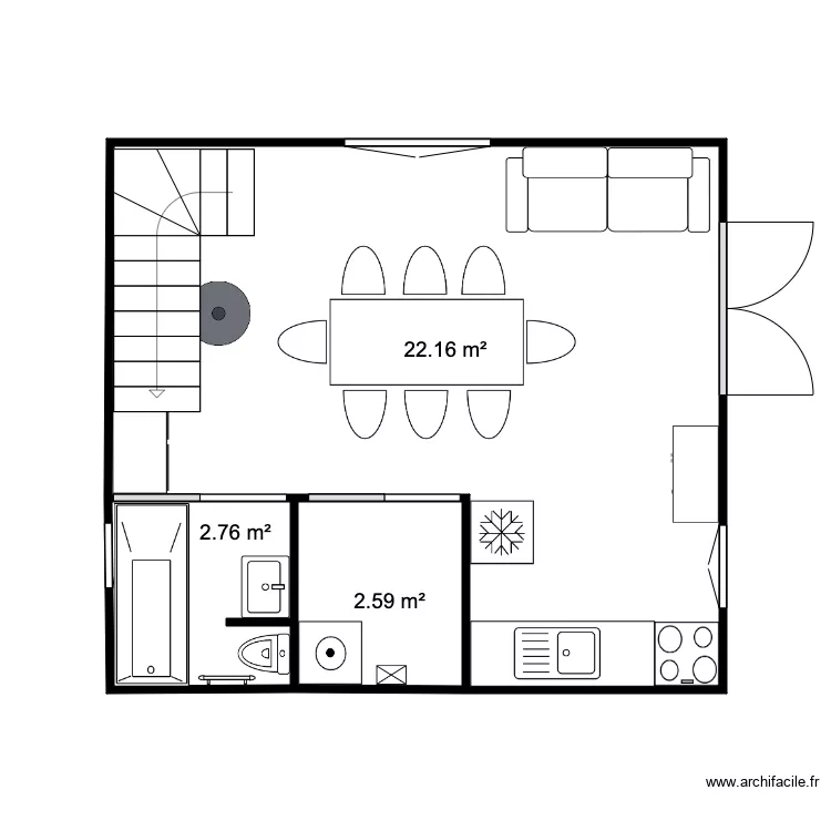 RDC Chalet 28 m2 Test 2. Plan de 