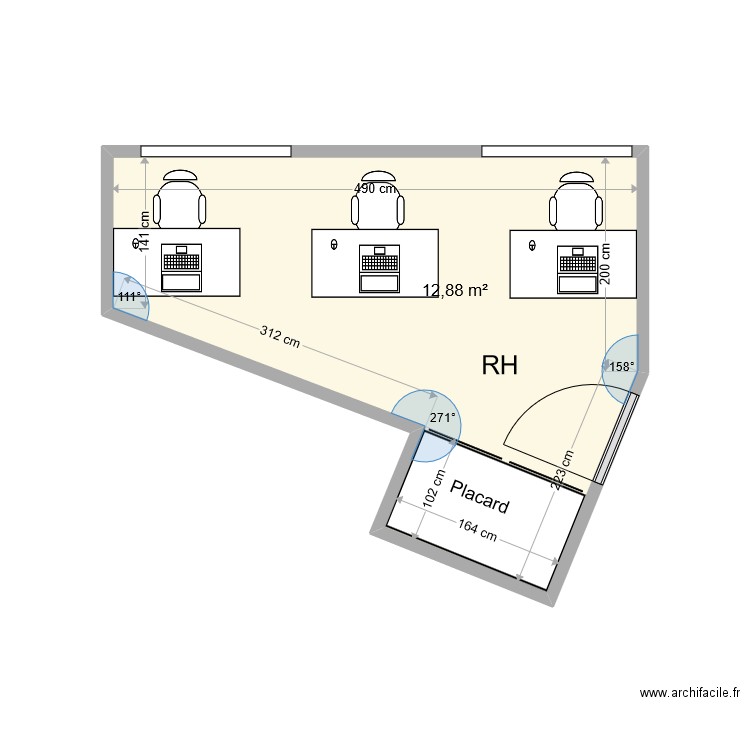 Collabo RH CT MOTORS. Plan de 1 pièce et 13 m2