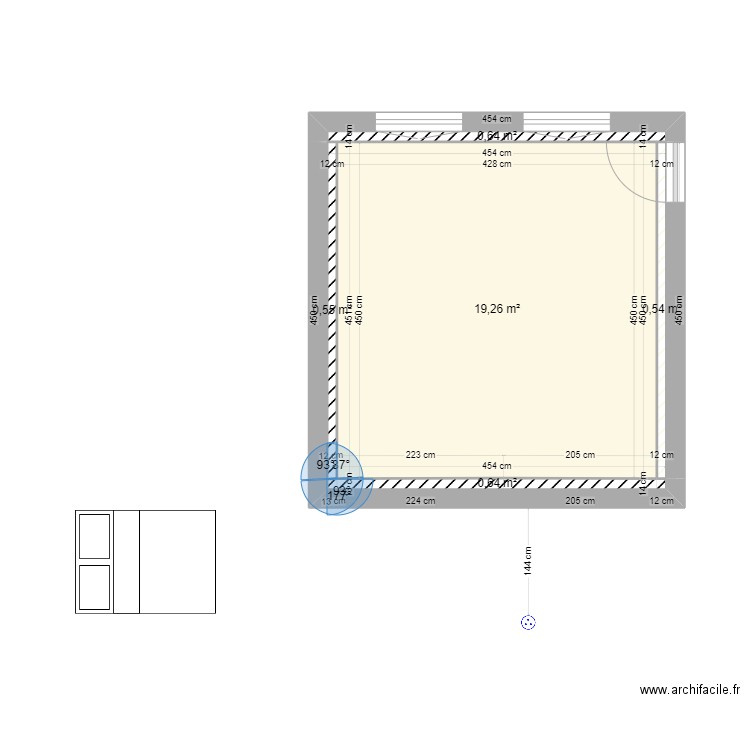 APPT 3 Capra 2 prix. Plan de 5 pièces et 22 m2