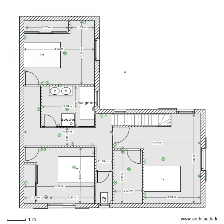 1 etage projet 02. Plan de 0 pièce et 0 m2