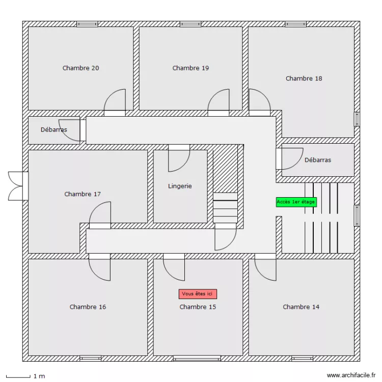 Auberge - 2e etage - Chambre 15. Plan de 