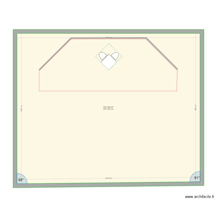 Banque Pop mange debout. Plan de 1 pièce et 121 m2