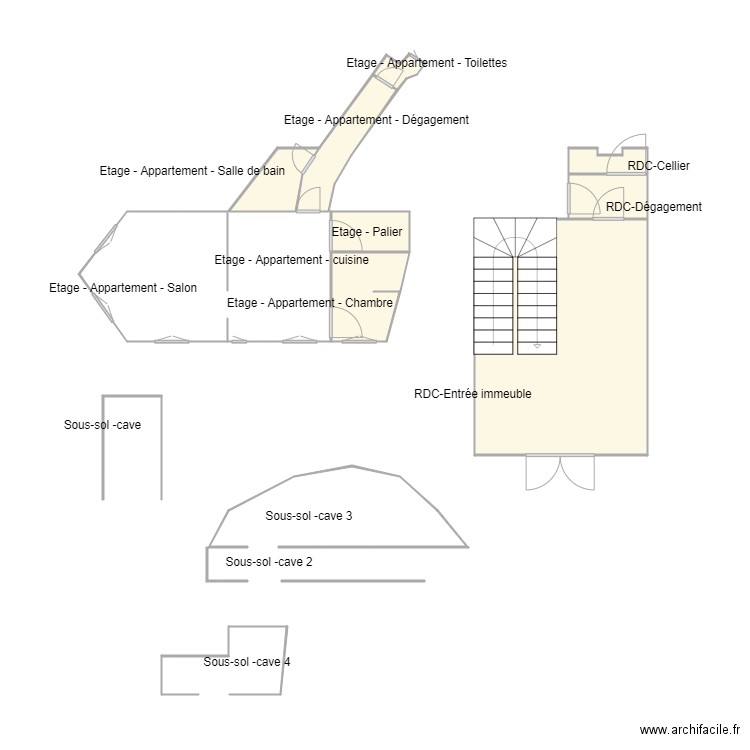 Croquis_BIRON. Plan de 8 pièces et 26 m2