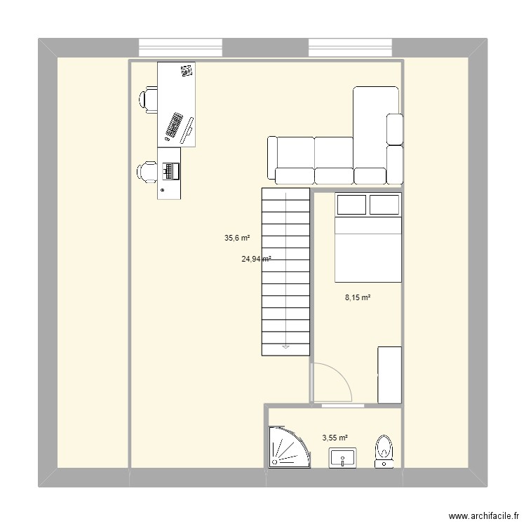 La charmée  Etage. Plan de 4 pièces et 72 m2