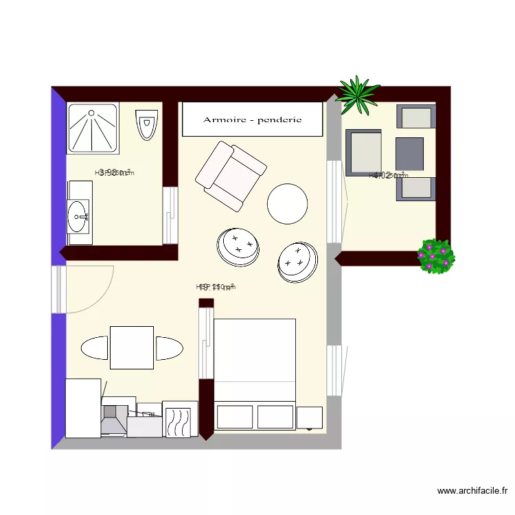 Plan studio de 30m2. Plan de 