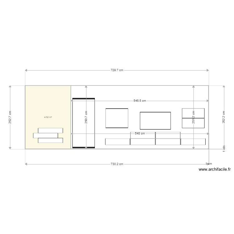 Mill&eacute;sime paroi salon nord. Plan de 