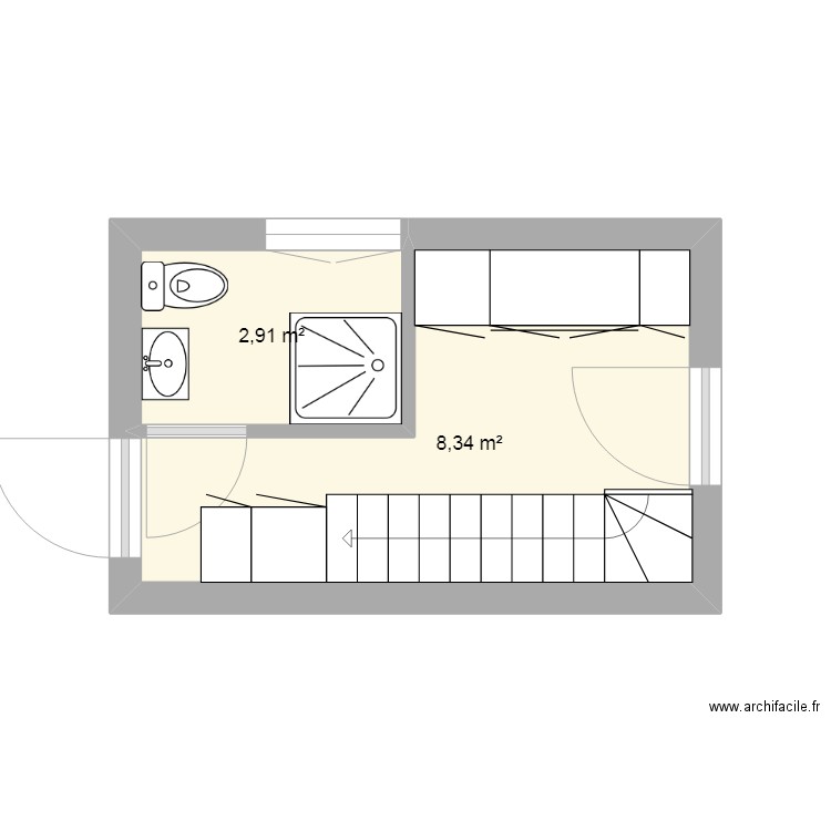 limis cuisine. Plan de 2 pièces et 11 m2