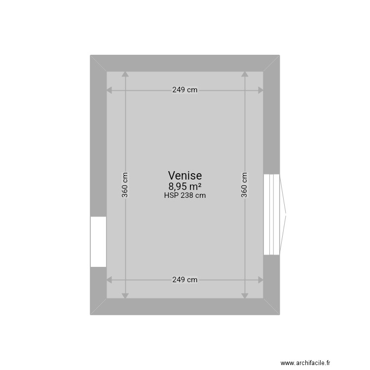 Venise nouvelle cuisine. Plan de 1 pièce et 9 m2