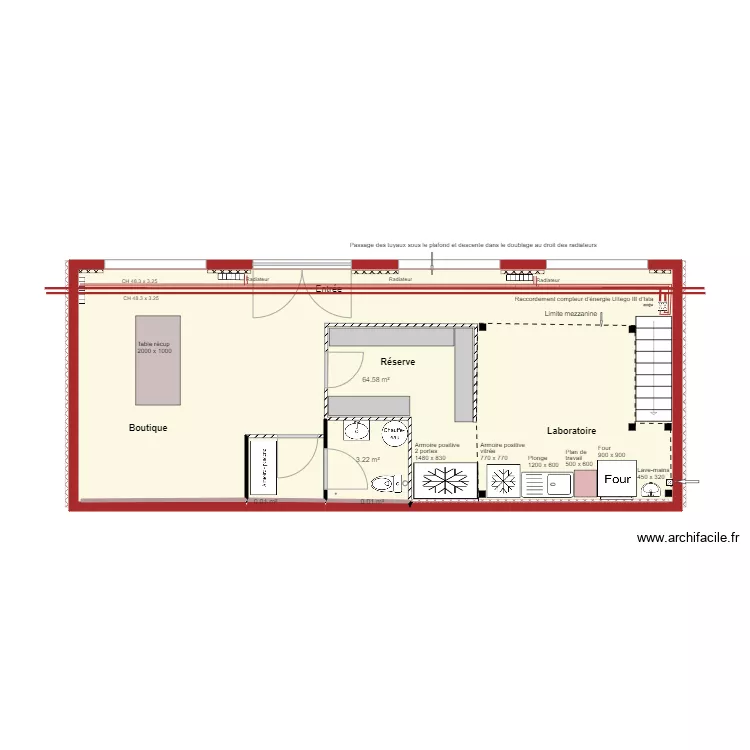 Boutique Sandrine  plan chauffage v6 11 mars 2020. Plan de 