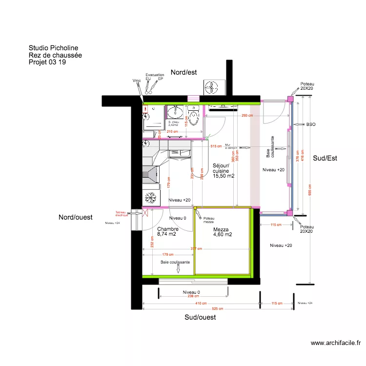 Studio Picholine Rez de chauss&eacute;e 03 19 . Plan de 