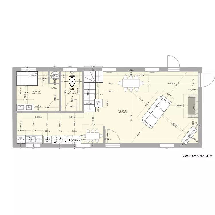 Batiment B a r&eacute;nover en totalit&eacute; plan 2. Plan de 4  et 60 m²