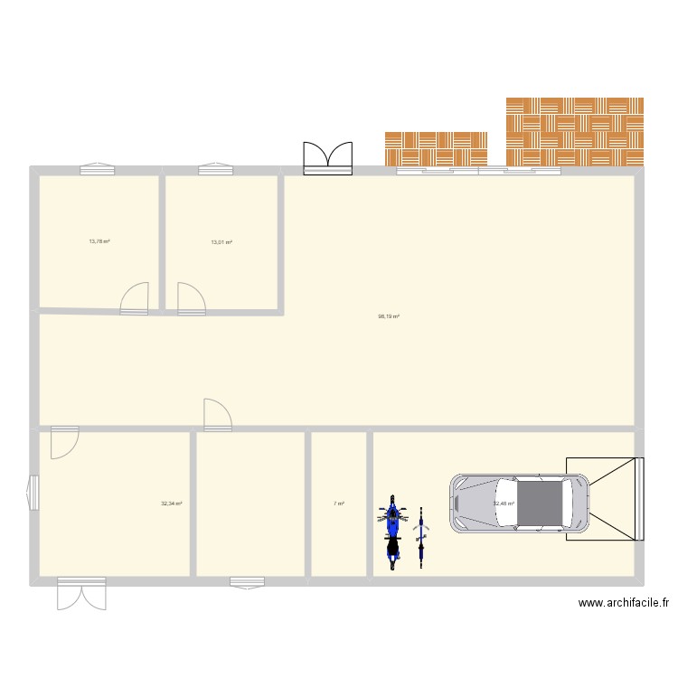 maison 1. Plan de 6 pièces et 197 m2
