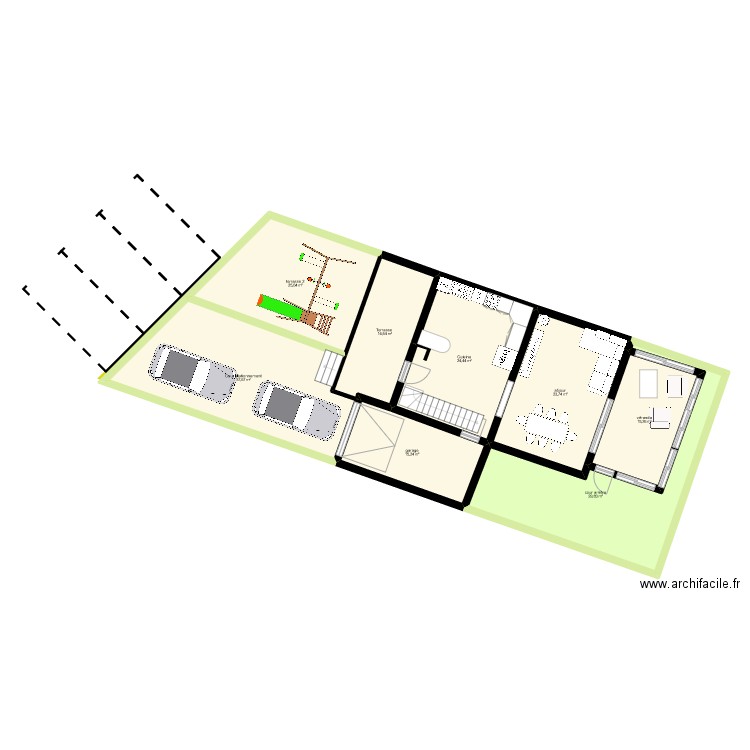 Maalaoui bas. Plan de 8 pièces et 186 m2