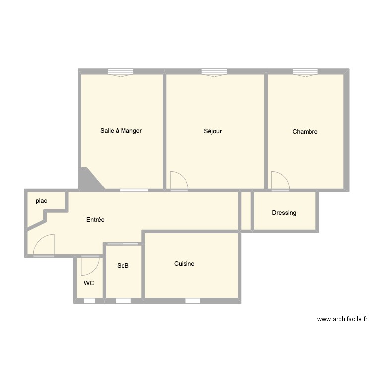 Courtray. Plan de 11 pièces et 79 m2