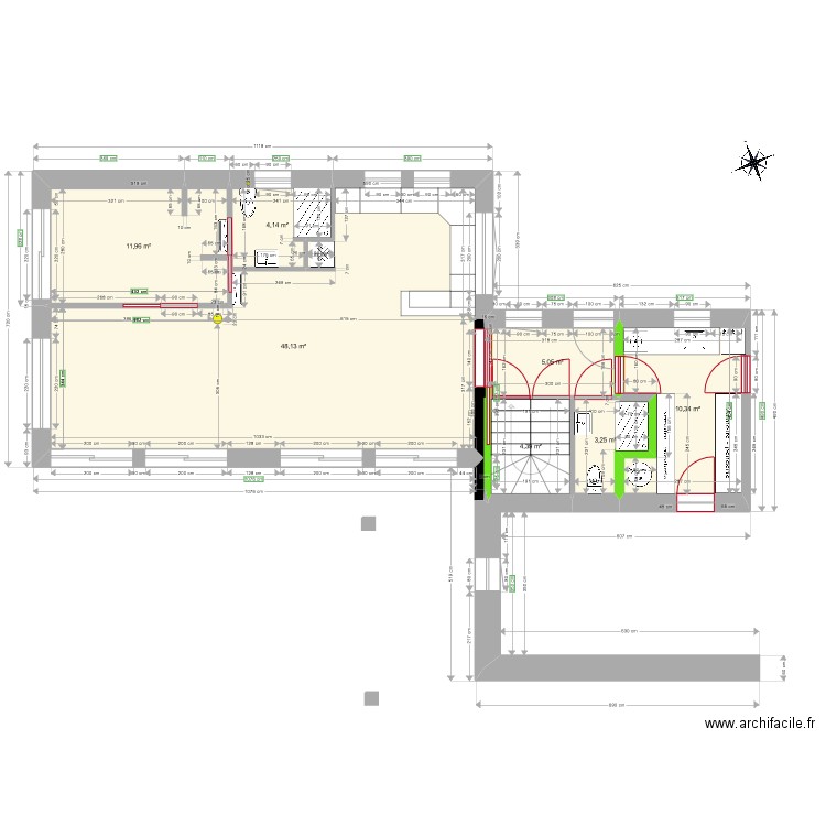 MSAGE_RDC_Base. Plan de 7 pièces et 87 m2