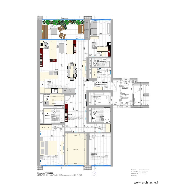 Salon/bureau sans plan. Plan de 3 pièces et 15 m2