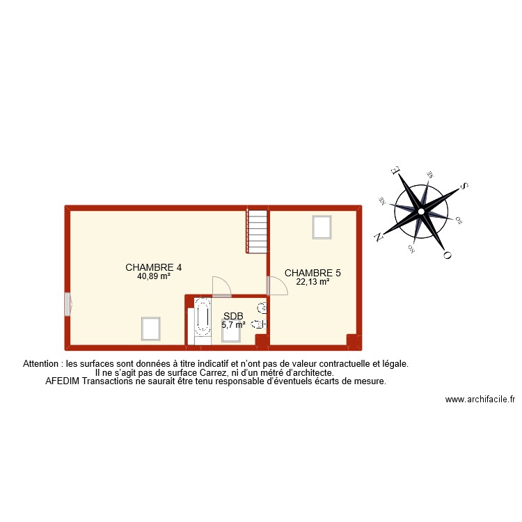 BI 9625 ETAGE 2. Plan de 8 pièces et 71 m2