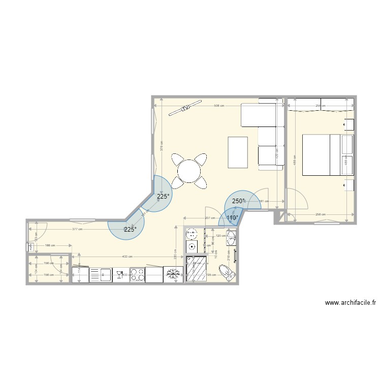 34 St Honoré  4eme D avec cotations. Plan de 7 pièces et 55 m2