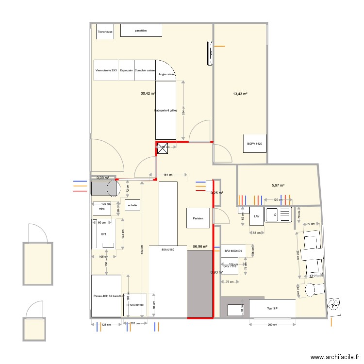 barbier. Plan de 9 pièces et 111 m2