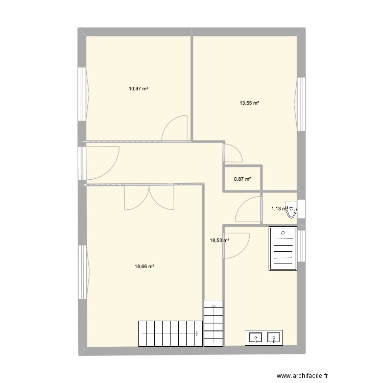 RDC maison . Plan de 6 pièces et 64 m2
