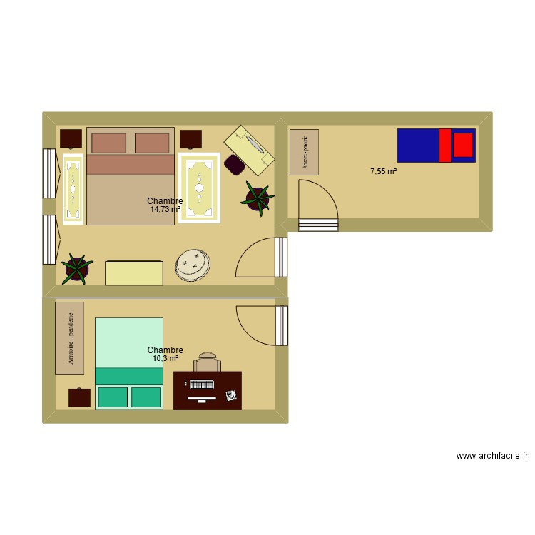 Chez nous. Plan de 3 pièces et 33 m2