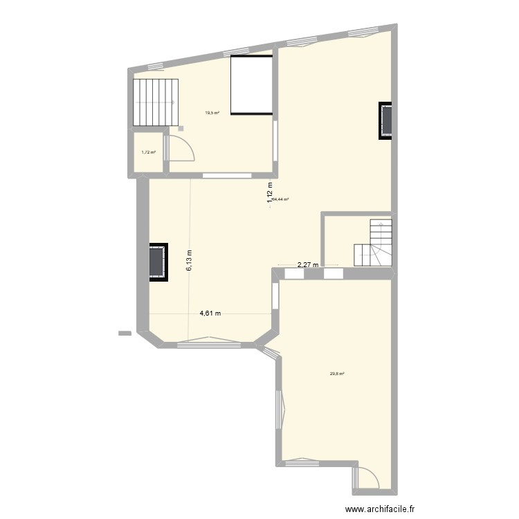 plan Dulud RDC coté verif partout ouverture. Plan de 4 pièces et 115 m2